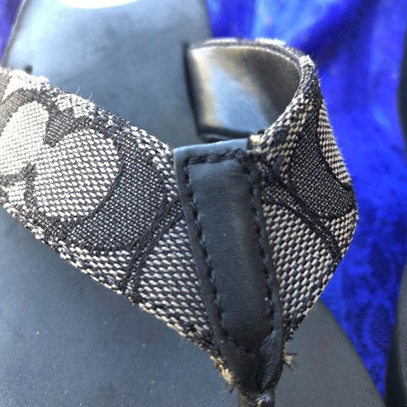 SOLD Coach Jen Platform Sandals/ Flip Flop- Smoke Coal- Size 9- Coach Logo - Picture 5 of 10